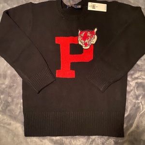 XL BLACK AND RED RALPH LAUREN SWEATER WITH BEANIE